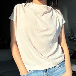 Blush Pink Cowl Neck Short Sleeve Top Size Small